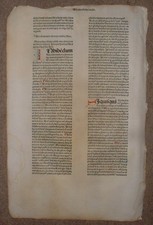 05 CUN - 1 FEUILLLE D'INCUNABLE VENISE 1478 - NICOLAUS TUDESCHIS (en l'état)