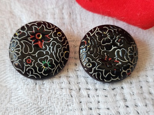 Duo boutons anciens verre - anciens, en