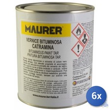 6X PEINTURE BITUMINEUSE NOIRE MAURER POUR MÉTAL LT 0,75