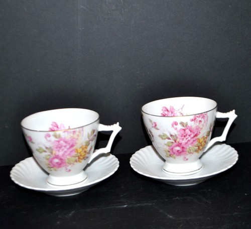 Lot tasses fleuries pivoine - 2,