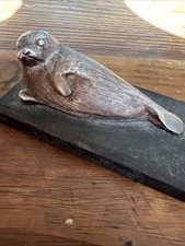 Bronze Argenté Animalier XX Eme Sculpture Phoque