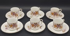 6 TASSES A CAFE PORCELAINE ANCIENNE NAPOLEON III FLEURS ET PAPILLONS XIXème
