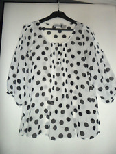 LAURA CLEMENT: HAUT BLOUSE TUNIQUE VOILE BLANCHE A POIS NOIRS TAILLE 38 COM NEUF