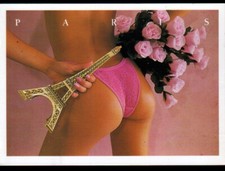 PARIS ,PIN-UP en sous-vetements TOUR EIFFEL & Bouquet de ROSES de Chris NIKOLSON