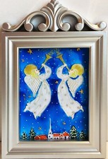 Anges de Noël Panneau vitrail Signes joyeux Noël Décoration murale originale