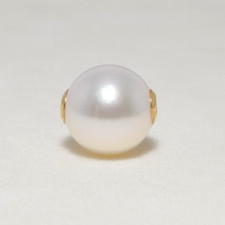 Perle libre Akoya japonaise blanche ronde de 9,1 mm, entièrement percée, or j...