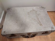 ? Valise en Aluminium / Métal Brossé - Ancienne Grande - années 1950s Vintage