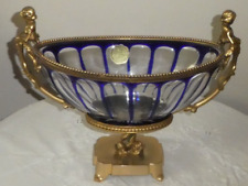 Martin Benito coupe en cristal de couleur bleu poignée angelot BRONZE SUPERBE