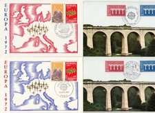 Lot 4 CARTES POSTALES 1er jour timbrée EUROPA conseil de l’Europe Strasbourg 2