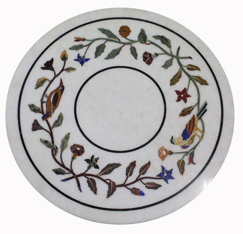 White round marble table - white,