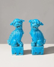 Paire de Chiens de Fô bleu -