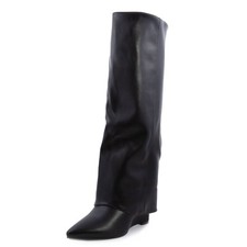 Bottes Femme Genou Tige Tube Revers Talon Haut Wedge TOOCOOL 703JS