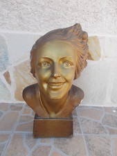 Salvatore Melani " Buste de Femme " en Plâtre Patiné , Art Déco , 1930's , Signé