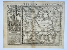 CARTE DU SRI LANKA, CEYLAN - "Tabula ASIAE XII..,"  par GASTRALDI. c.1580.