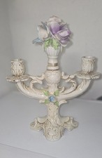 Bougeoir En Faïence.  Fleurs