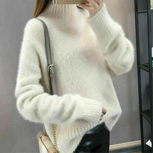 Femme faux mohair pull col - femme,