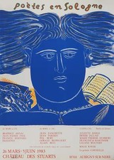 Alekos FASSIANOS : Poètes en Sologne, Affiche en lithographie originale signée