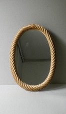 miroir ovale en corde Audoux & Minnet, Audoux Minet, années 60, h50 cm