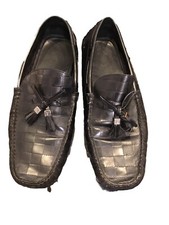 Authentique Mocassins Cuir Noir Damier Louis Vuitton 8,5 Dustbag 