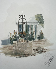 SAINTE MARIE DE RE Ile AQUARELLE Fleurs Peinture CANARD XX°