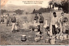 S23283 cpa Grandes Manoeuvres du centre 1908 - préparation de la Soupe à l'Etap