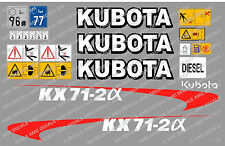 Kubota KX71-2A Mini Digger Complet Décalque Set avec Sécurité Warning Enseignes