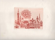 GRAVURE ORIGINALE DE LILLE EPREUVE D"ARTISTE ILLUSTRATEUR GOFFIN