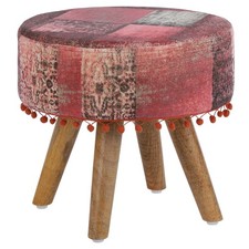 Tabouret rouge bois 38 x 36 cm