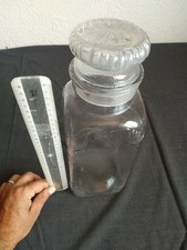 Grand Bocal Pot Verre Moulé Ancien Droguerie Confiserie Pharmacie +30cm Bon État