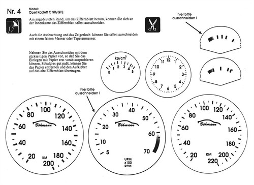 Tachofolie blanche pour opel - blanche,