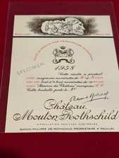 Etiquette vin Mouton Rothschild 1958 Bordeaux Pauillac spécimen - Voir ma liste