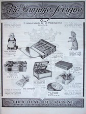 PUBLICITÉ PRESSE 1913 A LA MARQUISE DE SÉVIGNÉ CHOCOLAT ROYAT OURS PATES FRUITS