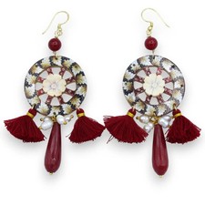 Boucles en Bois en Forme De Roue De Charrette Sicile Avec Insert En Camée