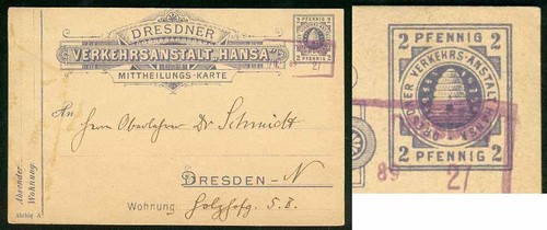 Germany dresden 1889 local 2pf - germany/dresden,