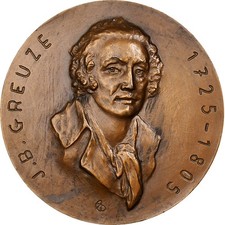 France, Médaille, Jean-Baptiste Greuze, 1966, Monnaie de Paris, Bronze, SUP