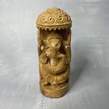 Statuette figurine Dieu Hindou Ganesh 4 bras en bois sculpté Haut.~10cm