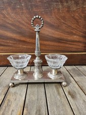 Saleron double Argent massif Vieillard et cristal Grosse Garantie Paris 424 grs