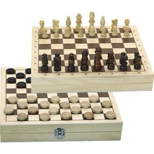 Jeu d'échecs et jeu de dames en coffret en bois 29 x 29 cm-L'Arbre à jouer 66440