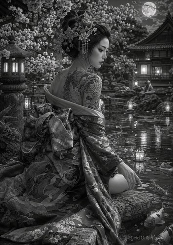 Affiche geisha japonaise - geisha,