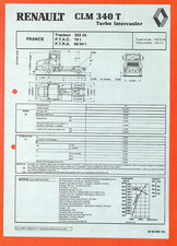 RENAULT / CLM 340 T TURBO INTERCOOLER  / TRACTEUR / FICHE TECHNIQUE de  1988