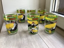 6 VERRES BANGA QUICK TOUCAN ANNEES 70 DESIGN XX PUBLICITE VINTAGE POP ART 1970