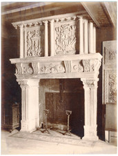France, Musée de Bar-le-Duc, cheminée Renaissance sculptée vintage albumen print