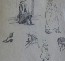 Alfred Théodore Bastien (1873-1955) (09) - crayon - études de personnages