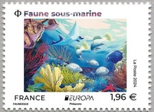 france 2024 cept EUROPA Underwater marine life coral fish ray octopus 1v mnh