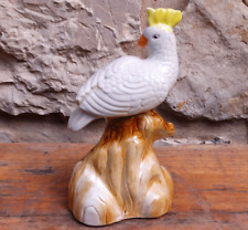Oiseau cacatoès en faïence vintage "Made in Brazil"
