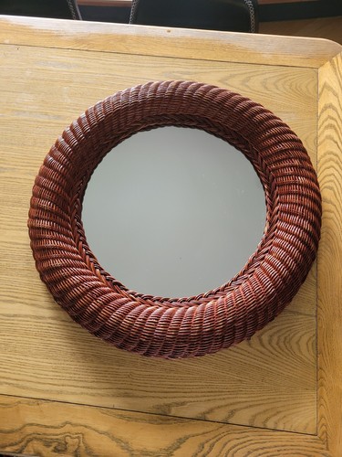 Grand miroir rond rotin - miroir, en
