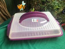 GRAND PLAT POUR GATEAU - TARTE - PIZZA   ETC/ VIOLET/ AVEC CLOCHE POUR TRANSPORT