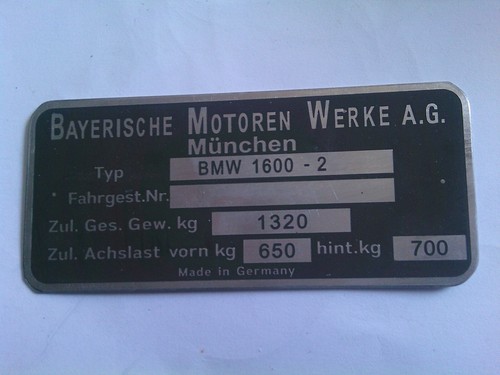 Plaque identification bmw - d'identification,