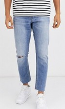 Jean's DONOVAN à délavage clair avec bords bruts et genou déchiré - W34-L32