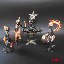 LOT 4 Anciennes STATUETTES Africaines METAL Peint - African statues